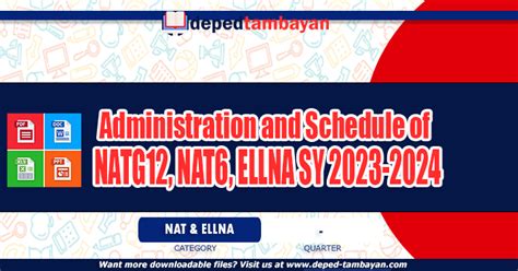 Administration and Schedule of NATG12, NAT6, ELLNA SY 2023 .